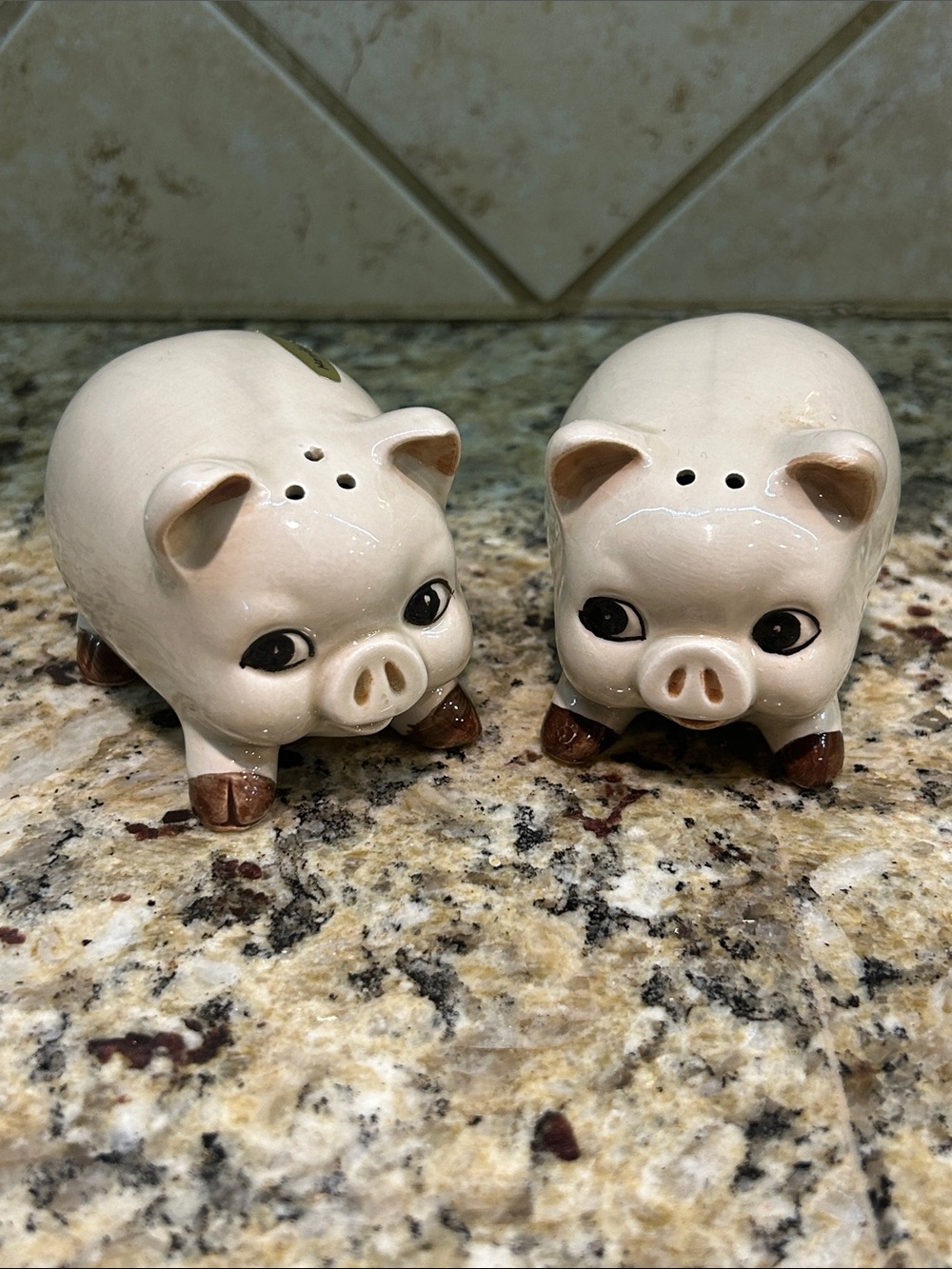 Vintage Otagiri Pig Salt Pepper Shaker Hand Painted Japan Ceramic Farmhouse Pair
